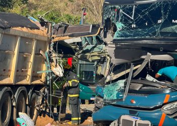 Acidente entre ônibus e caminhão deixa dois mortos e dez feridos na BR-259 em Governador Valadares