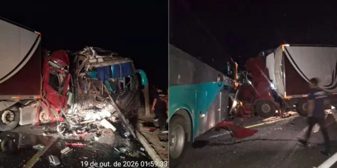 Acidente entre carreta e ônibus deixa 41 feridos e interdita BR-381, em Valadares